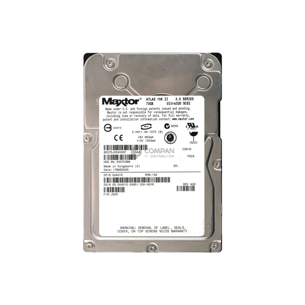 U4015 DELL HARD DRIVE 73GB 15K U320 3.5 SCSI